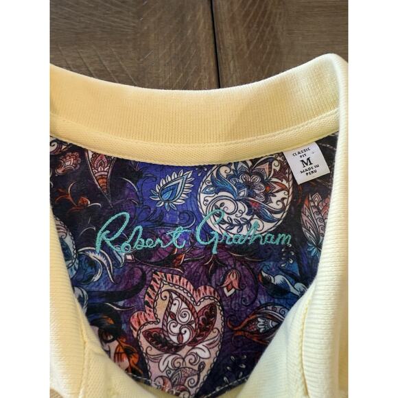 NWT Robert Graham Classic Yellow Polo Short Sleeve Shirt Men’s Size Medium NEW - Picture 5 of 15